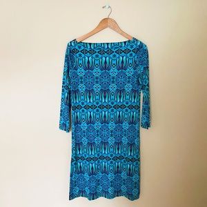 Tory Burch Blue Patterned Silk Dress